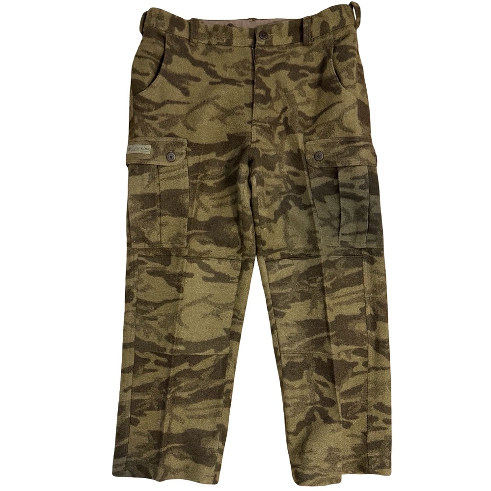 Vintage Columbia Gallatin Range wool blend camouflage‎ cargo pants. Size 38.